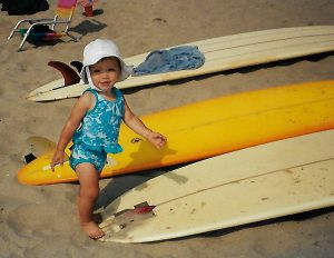 Baby on Surfboard San Diego Beaches