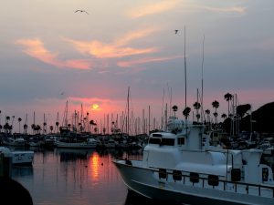 Oceanside Harbor boats sunset