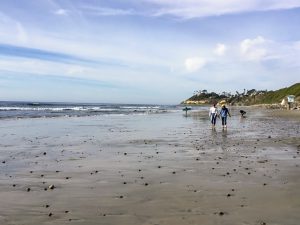 San Elijo State Beach two girls walking
