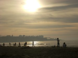 La Jolla Shores Beach Sunset people on shore