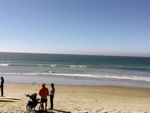 Tourmaline Surfing Park Beach sandy shore two people stroller