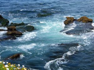 Outside La Jolla Cove rocks ocean