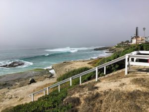 Windansea Beach Stairwell sandstone ledges ocean waves