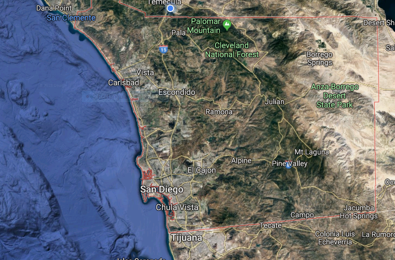 San Diego County Google Map 