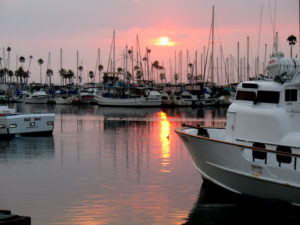 Oceanside Harbor Sunset reflected sun water boats