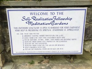 self realization Meditation gardens sign Encinitas California