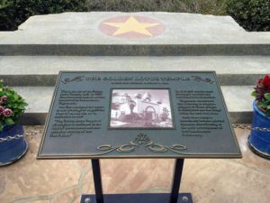 The Golden Lotus temple sign meditation gardens