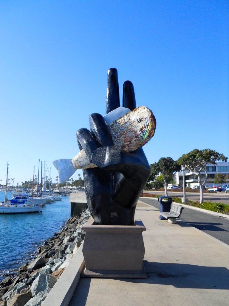 Embarcadero hand statue holding fish