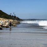 san elijo state beach rocks sand waves