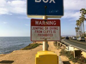 Sunset cliffs warning signs san diego hiking