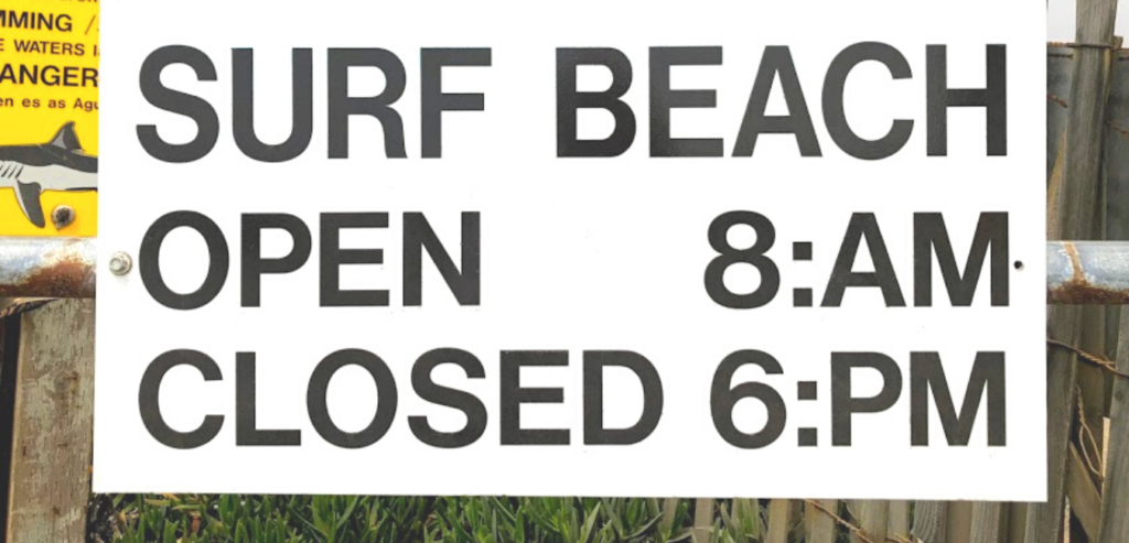 hours sign surf beach santa barbara county