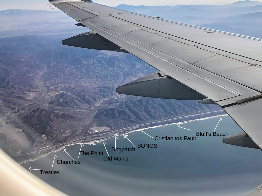 San Onofre state beach flying over plane