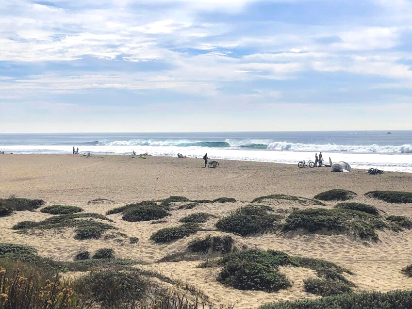 Trestles November sand dunes water surfers